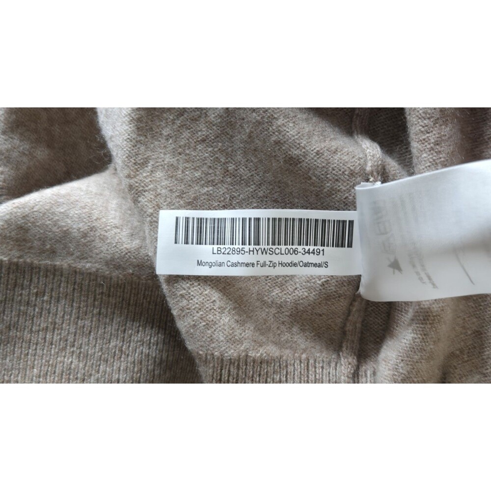 NWT Quince Womens Oatmeal Tan Mongolian Cashmere Full Zip Hoodie  Sweater Sz M - Picture 7 of 8